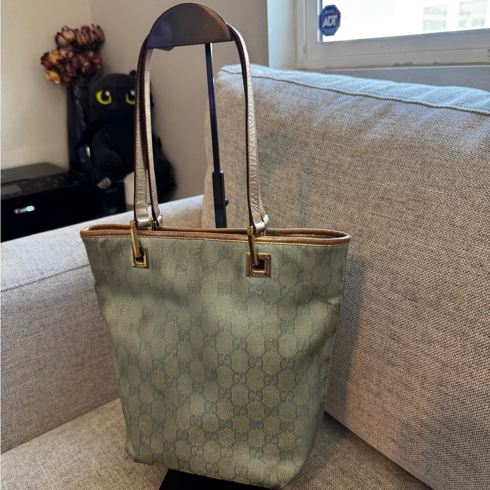 Gucci Monogram Tote Bag - Olive Green